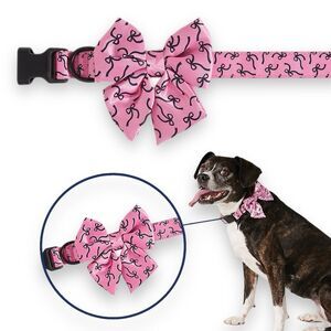 Top Paw Pink Satin Bow Embellished Graphic Adjustable Dog‎ Collar Size Small